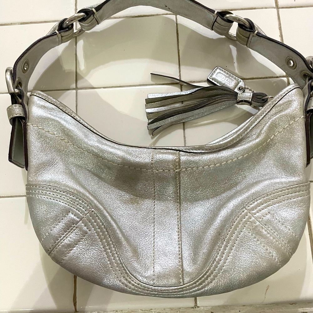 Vintage Coach Silver Baguette Purse